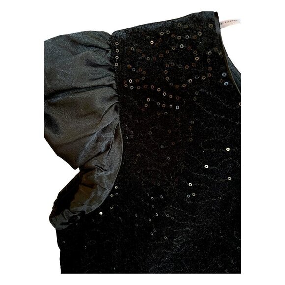 NWT Nanette Nanette Lepore Embroidered Black Velvet Silk Top Back Bow Sz Medium - Picture 11 of 14